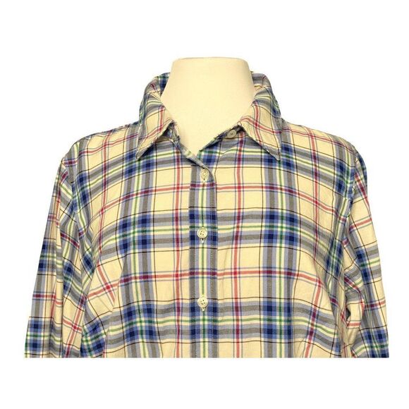 Talbots Plus Classic Cotton Long Sleeve Shirt Sz X Enchanted Blue Plaid NEW - Picture 2 of 6